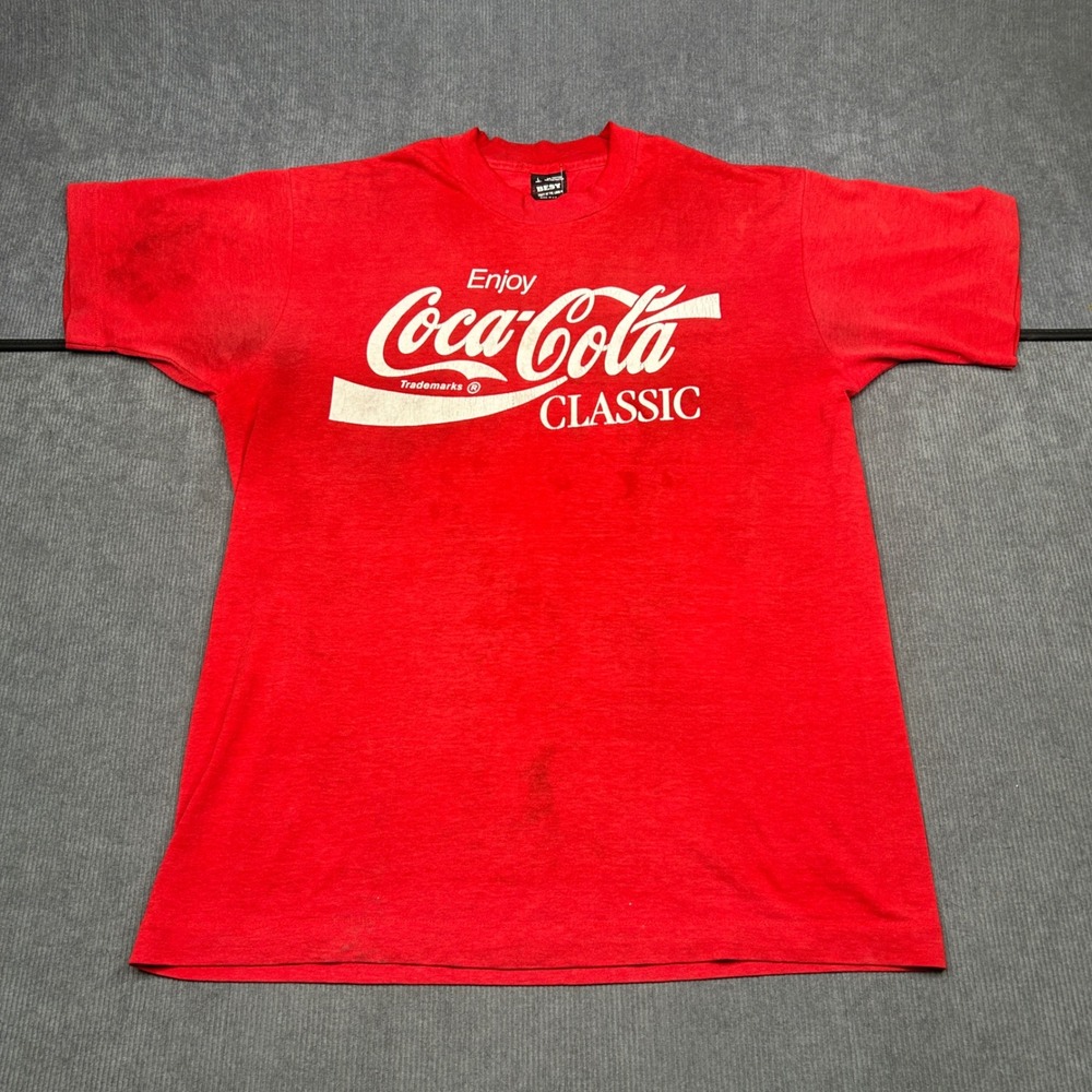 Coca-Cola Classic y2k T-Shirt Red Graphic Cotton Blend Large Adult Vintage USA